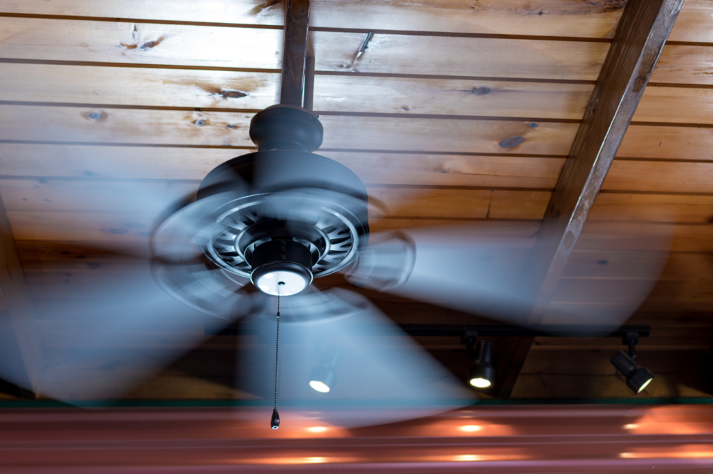 spinning indoor ceiling fan